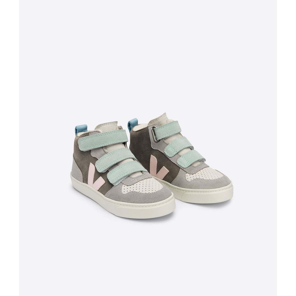 Kids' Veja V-10 MID FURED SUEDE Shoes Grey | ZA 761YXF